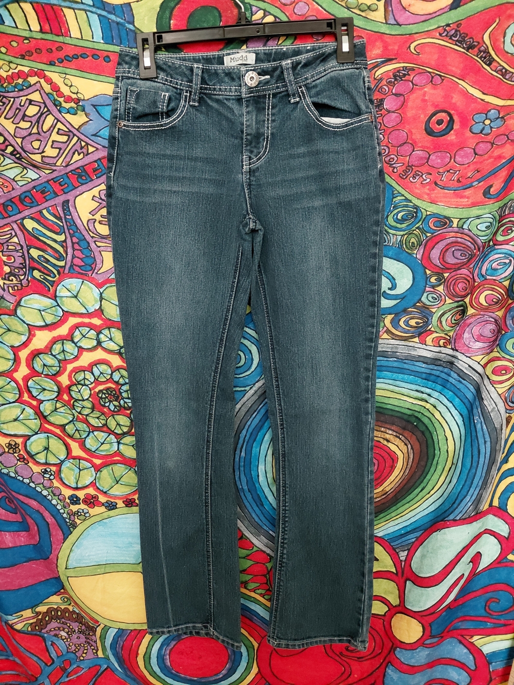 Mudd Women's Straight Leg Jeans in Medium Blue Wash